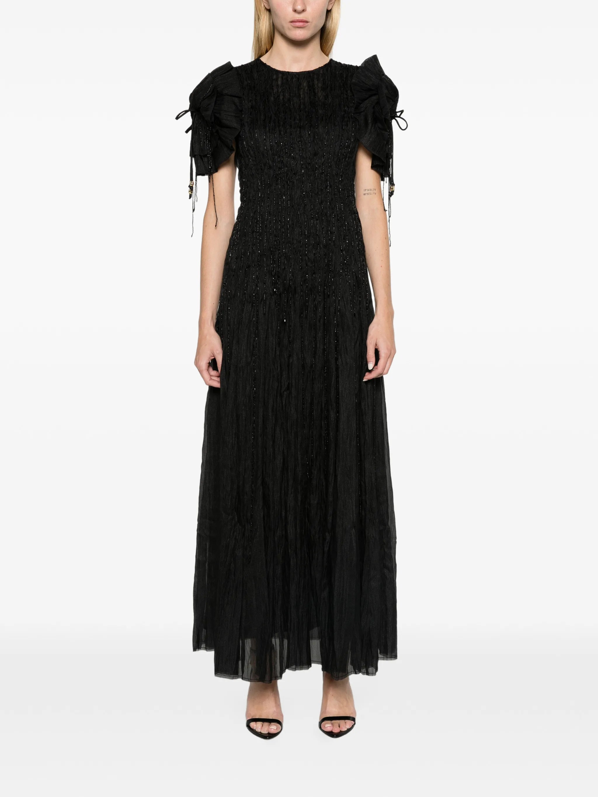 Hazel embellished pleated maxi dress