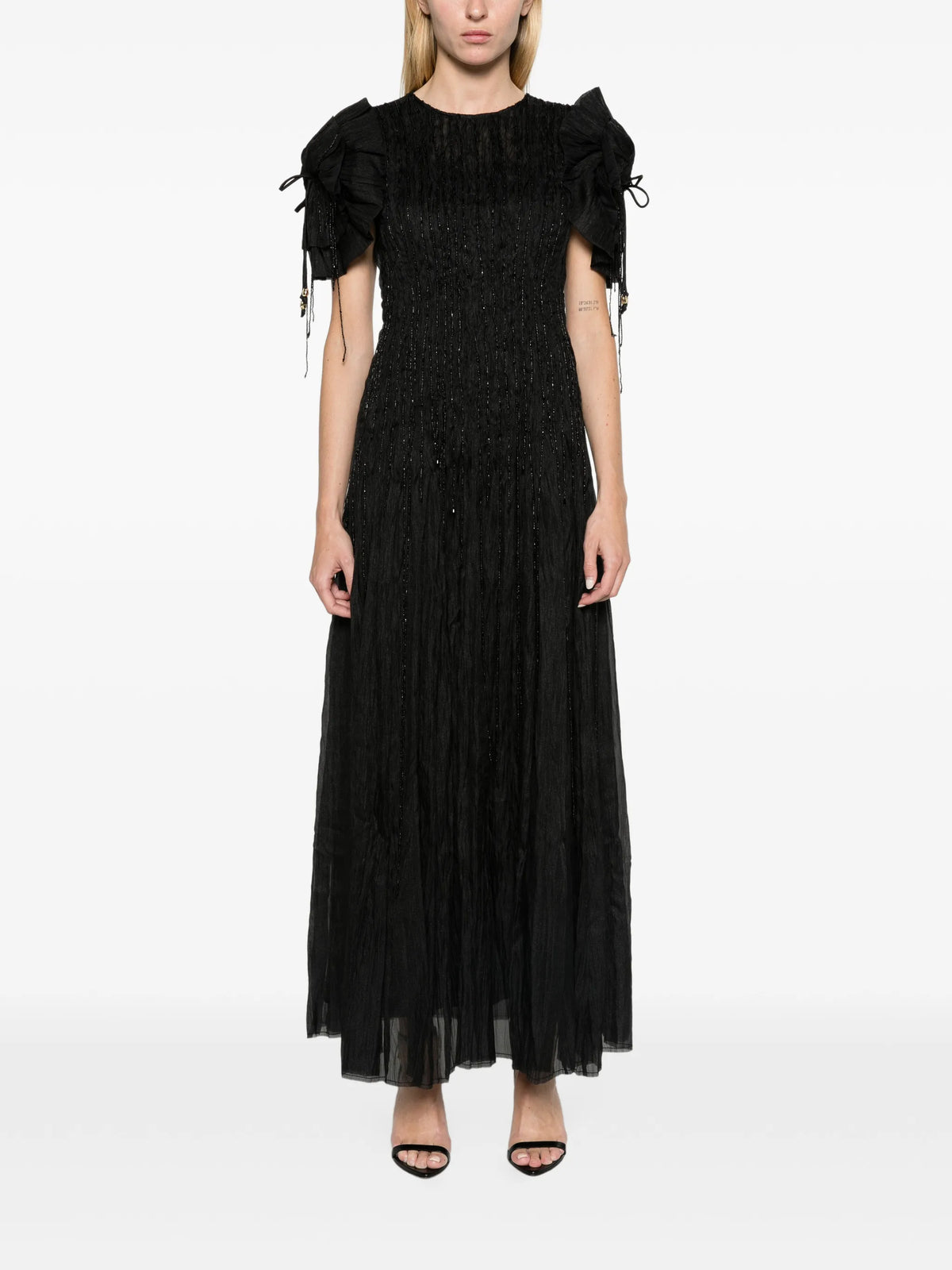 Hazel embellished pleated maxi dress
