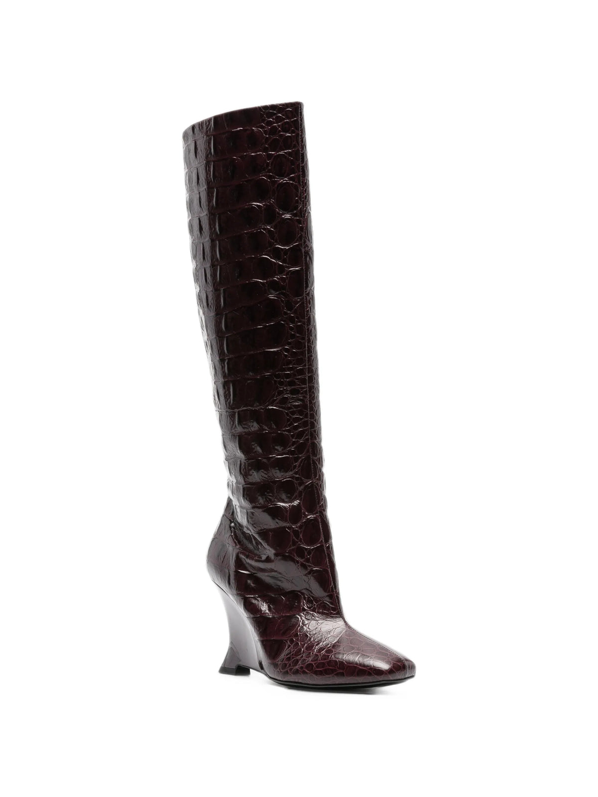 wedge embossed croco boots