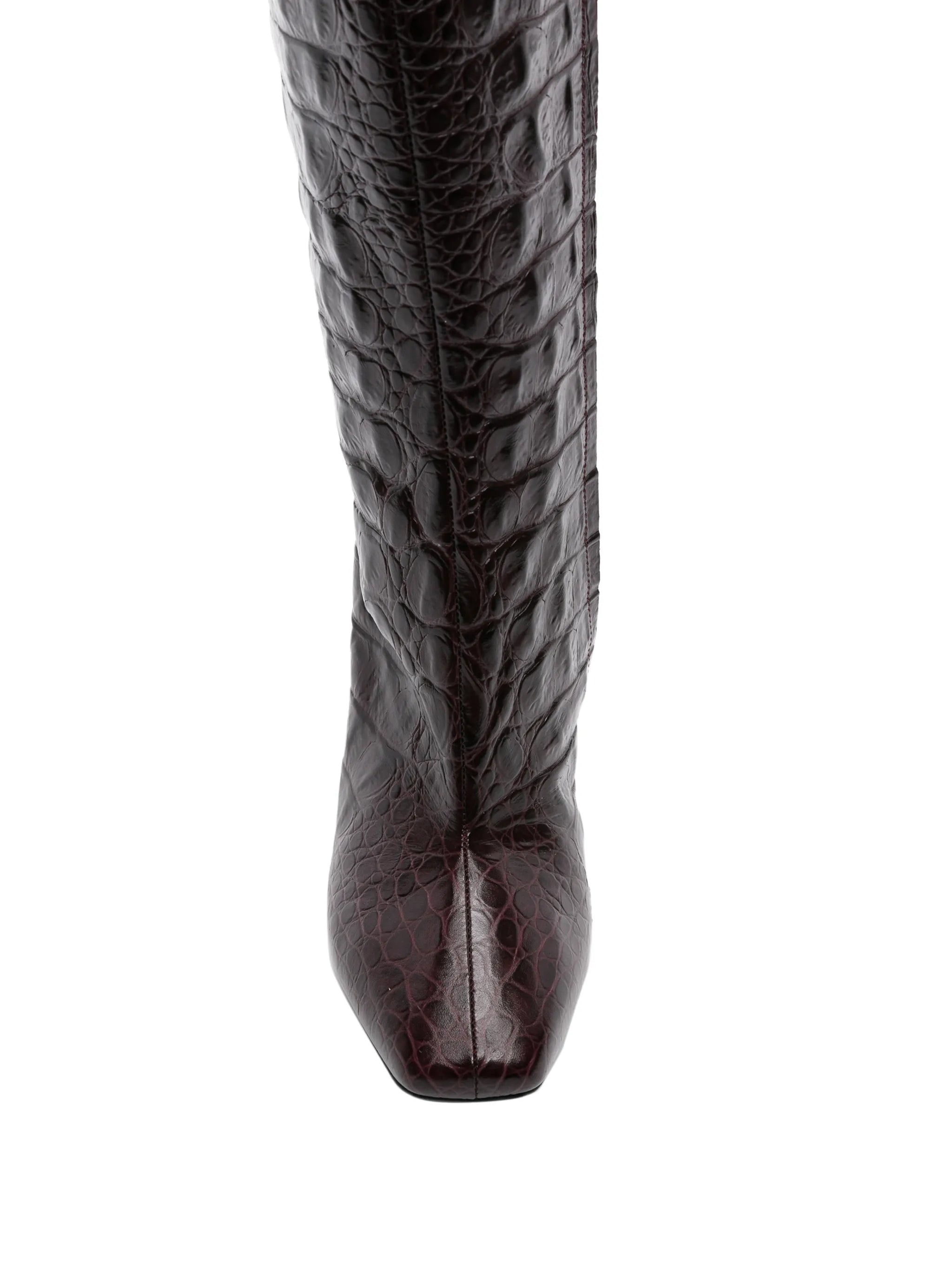 wedge embossed croco boots