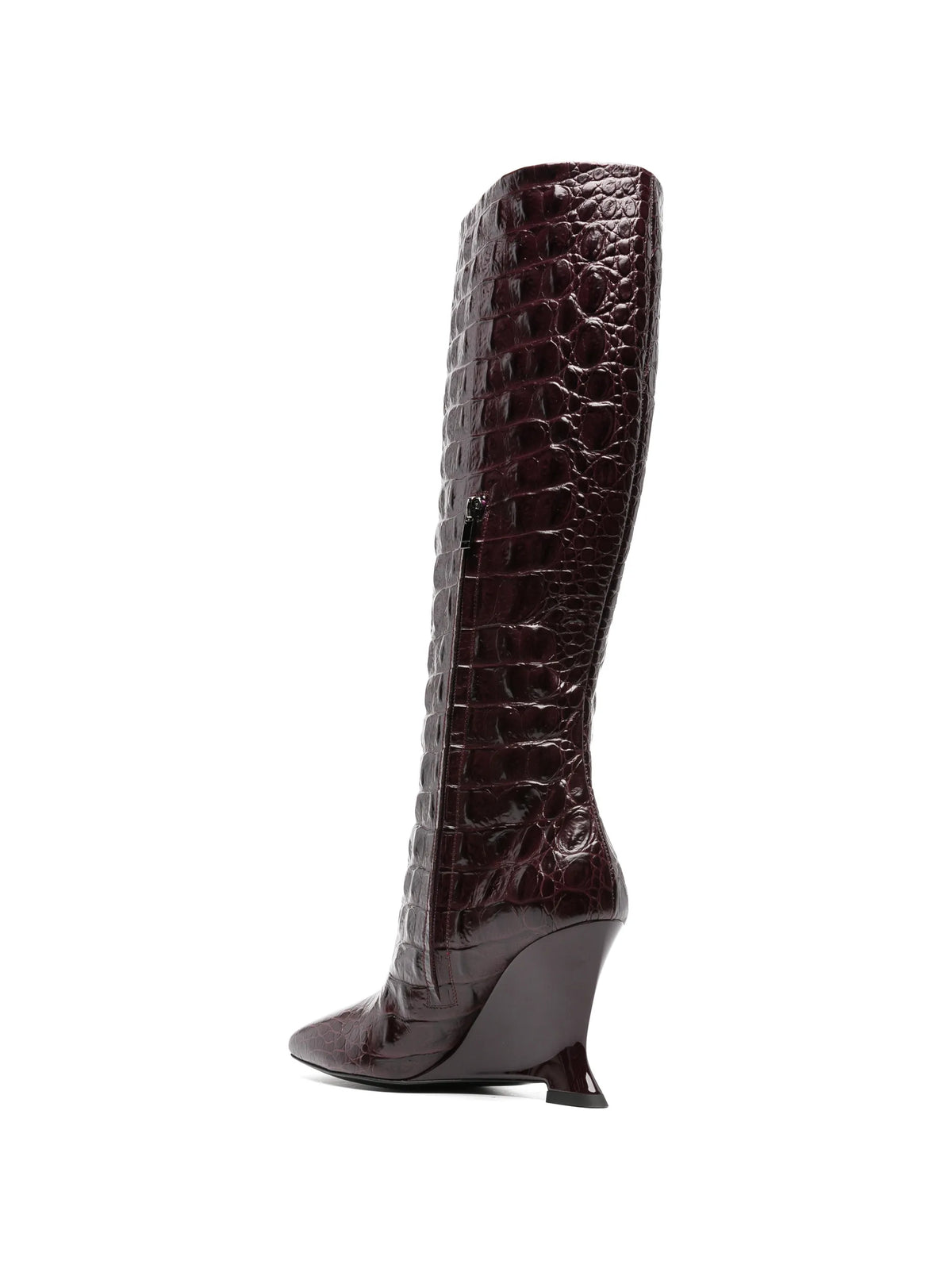 wedge embossed croco boots