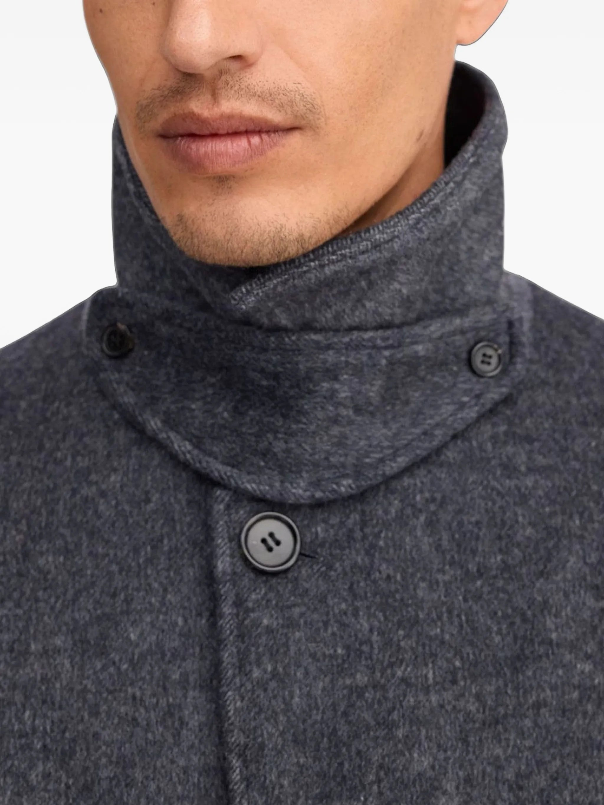throat-latch single-breasted coat