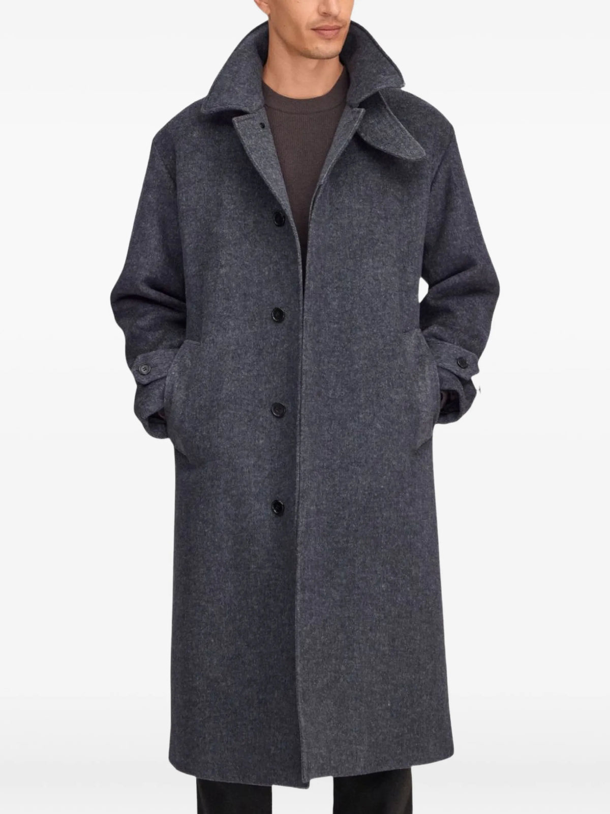 throat-latch single-breasted coat