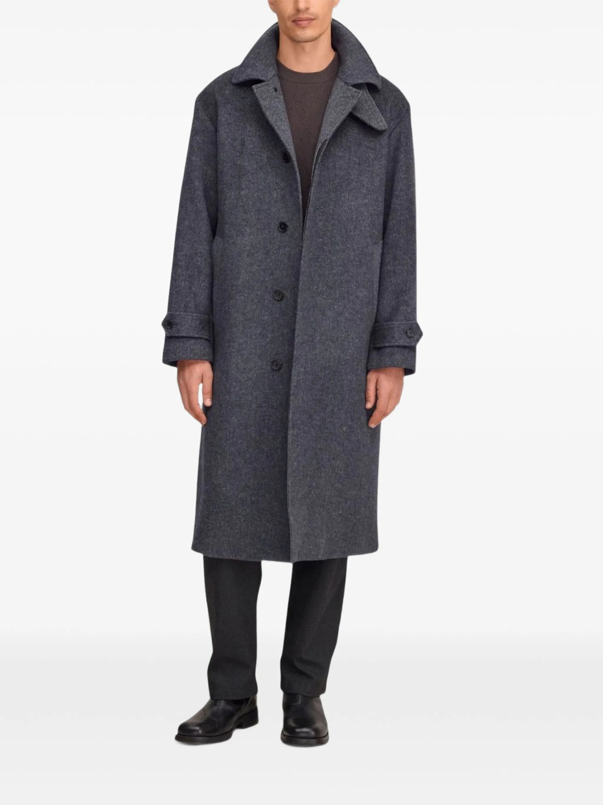 throat-latch single-breasted coat