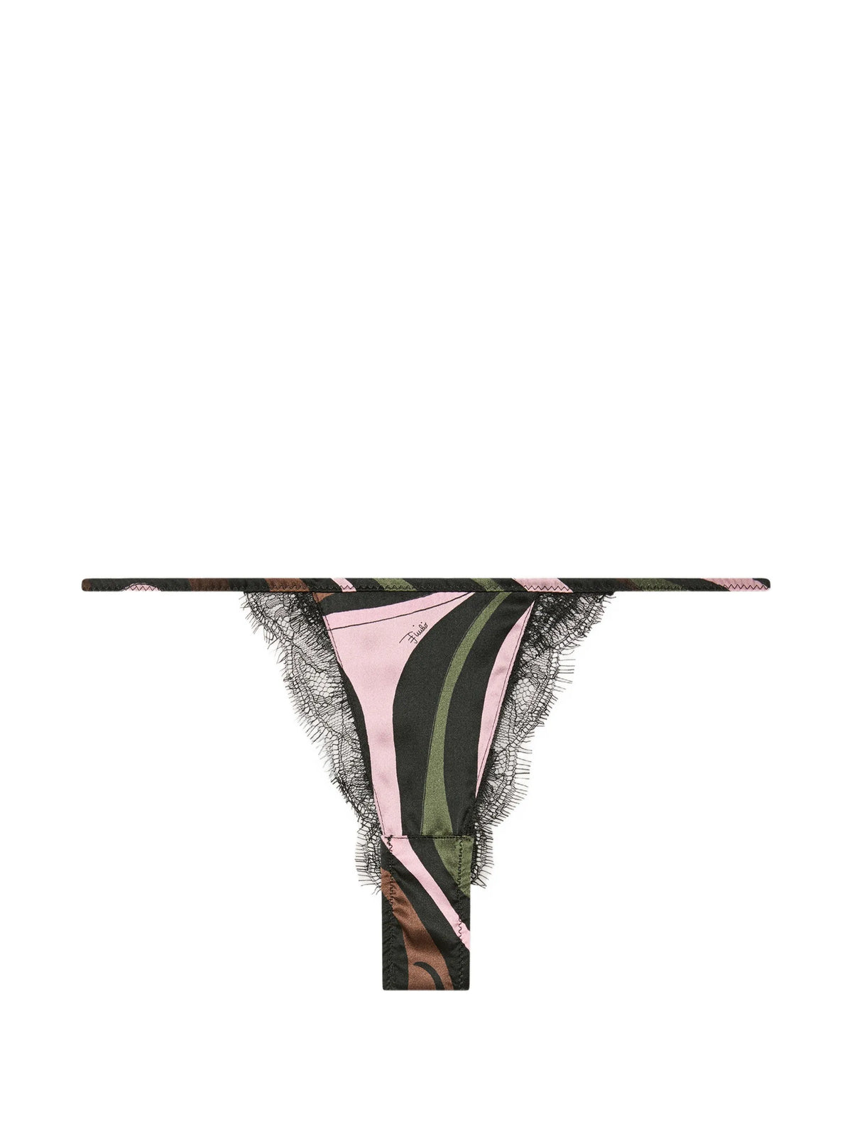 Marmo print stretch silk satin thong