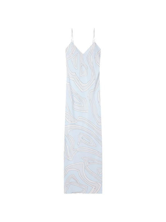 Labirinto-print crêpe de chine dress