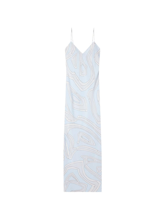Labirinto-print crêpe de chine dress