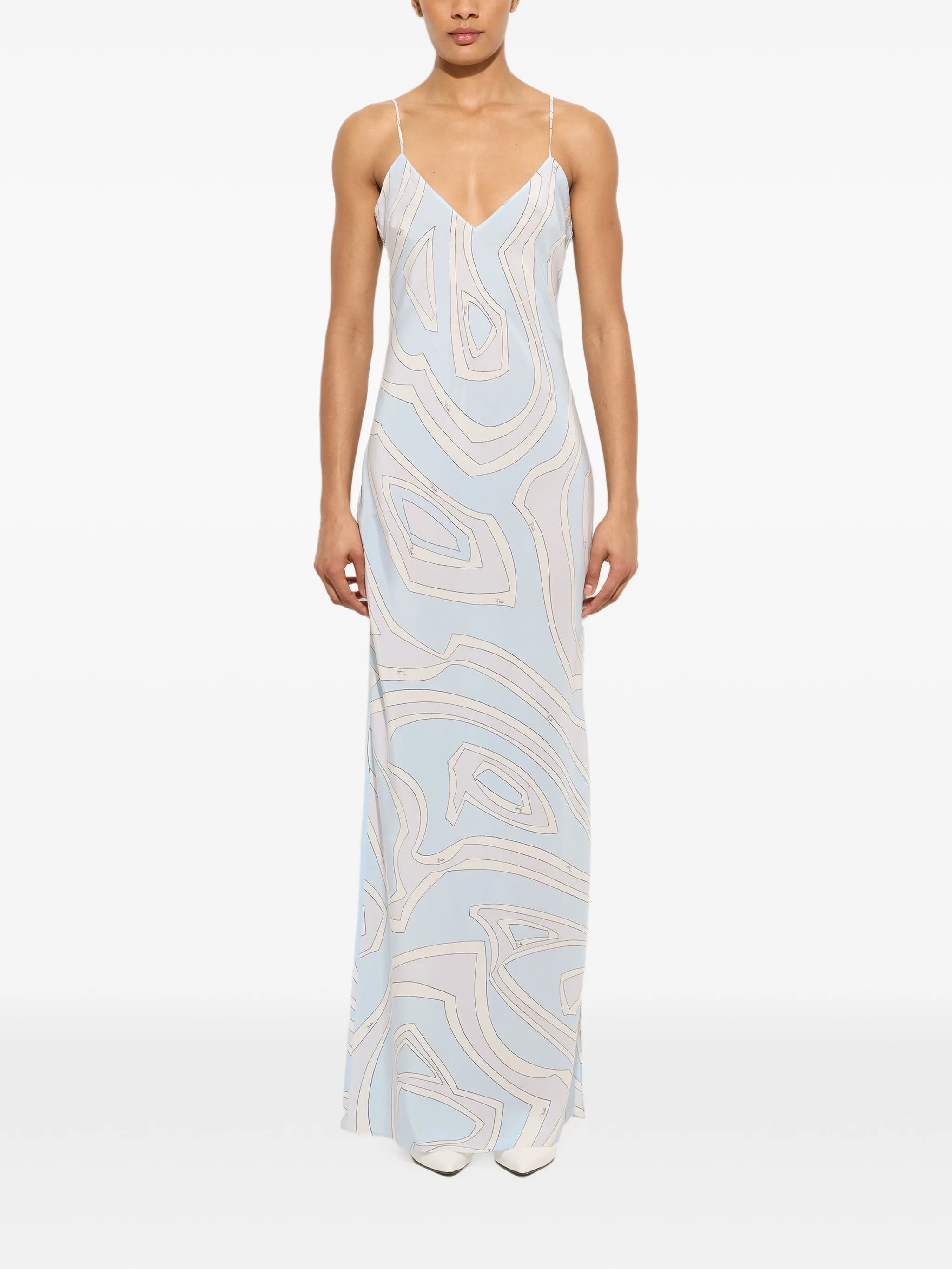 Labirinto-print crêpe de chine dress