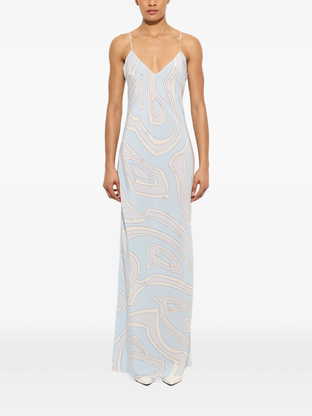 Labirinto-print crêpe de chine dress