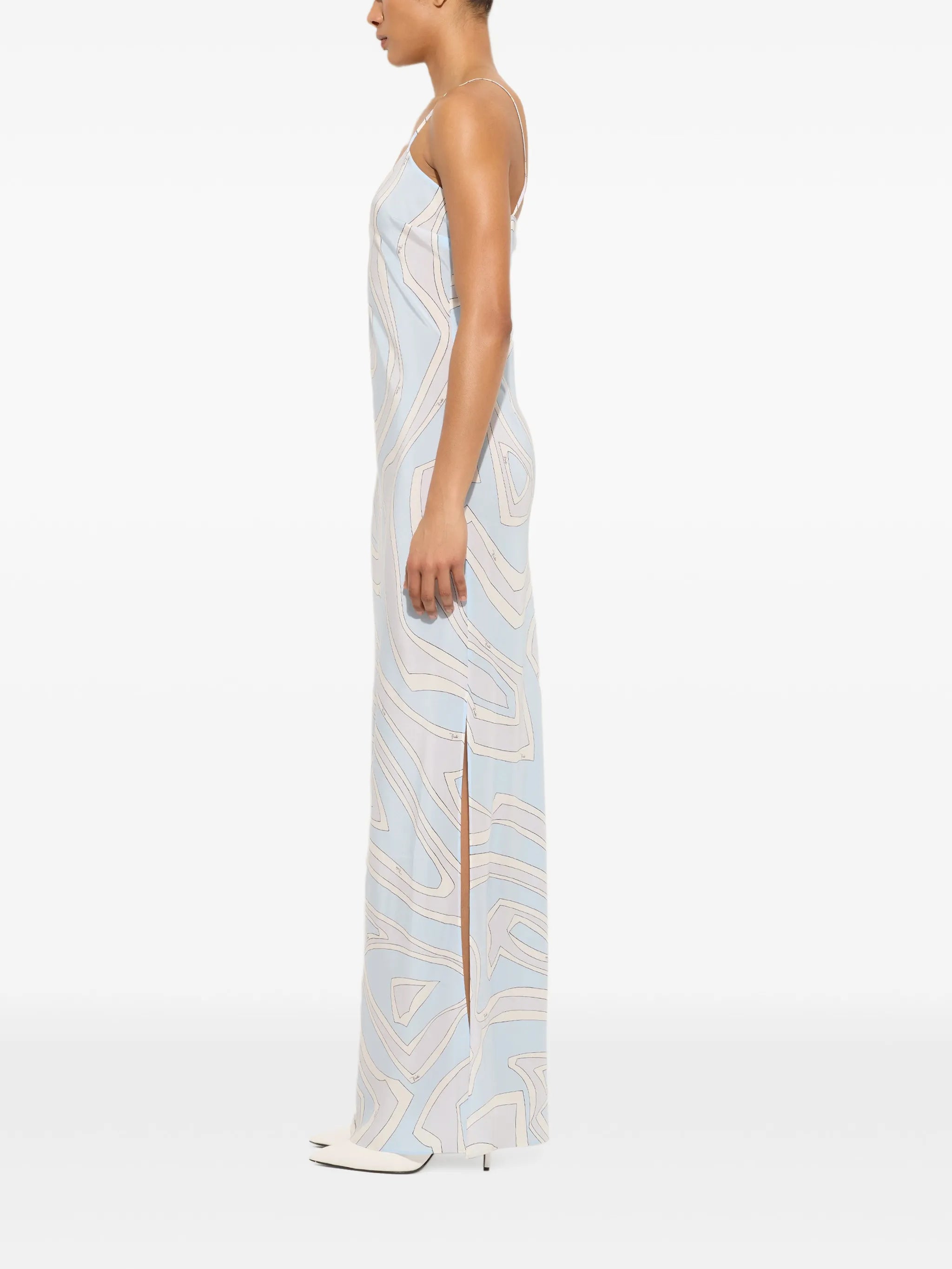 Labirinto-print crêpe de chine dress