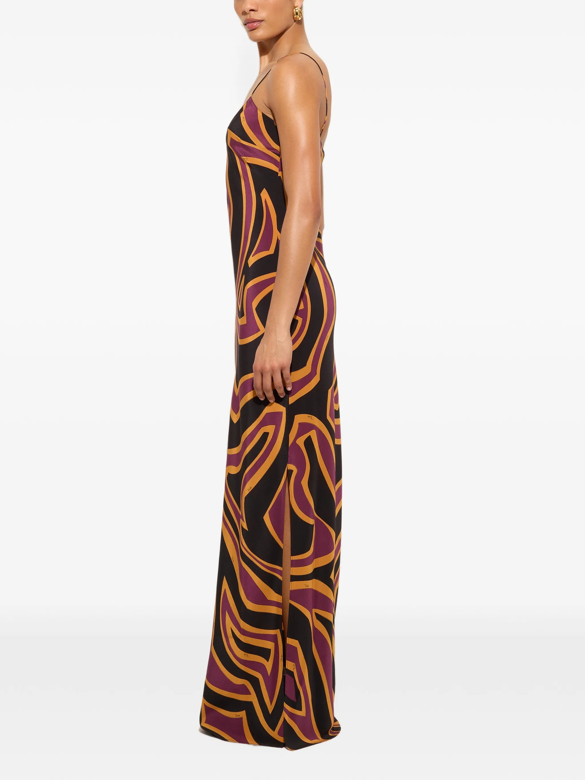 Labirinto-print crêpe de chine maxi dress