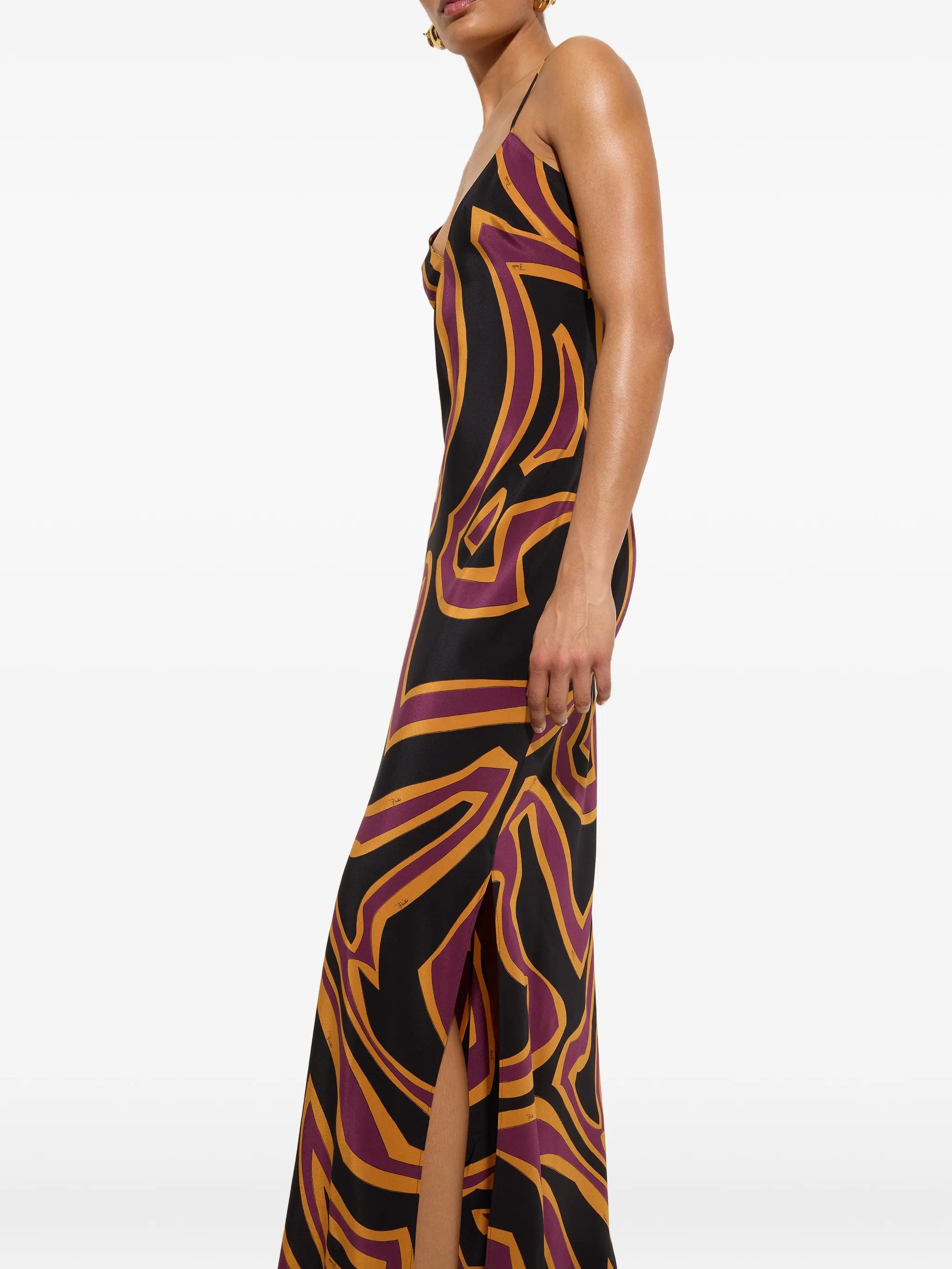 Labirinto-print crêpe de chine maxi dress