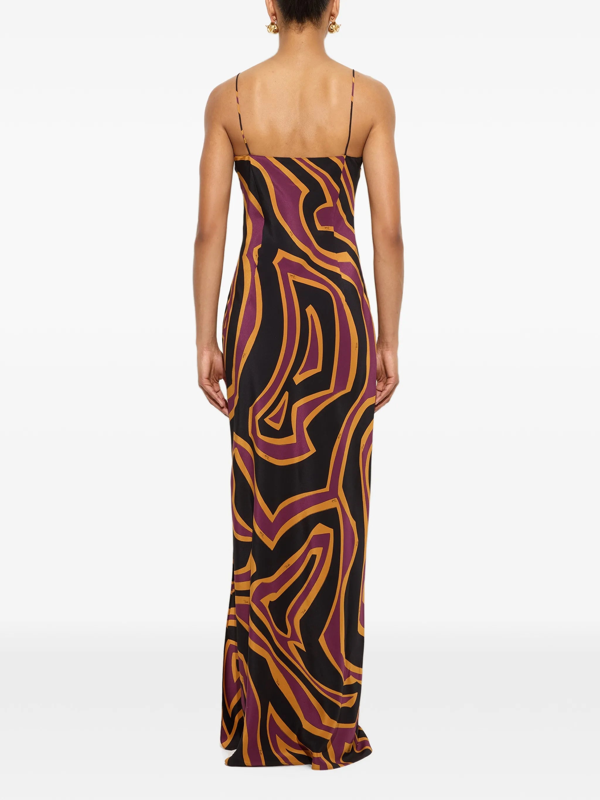 Labirinto-print crêpe de chine maxi dress