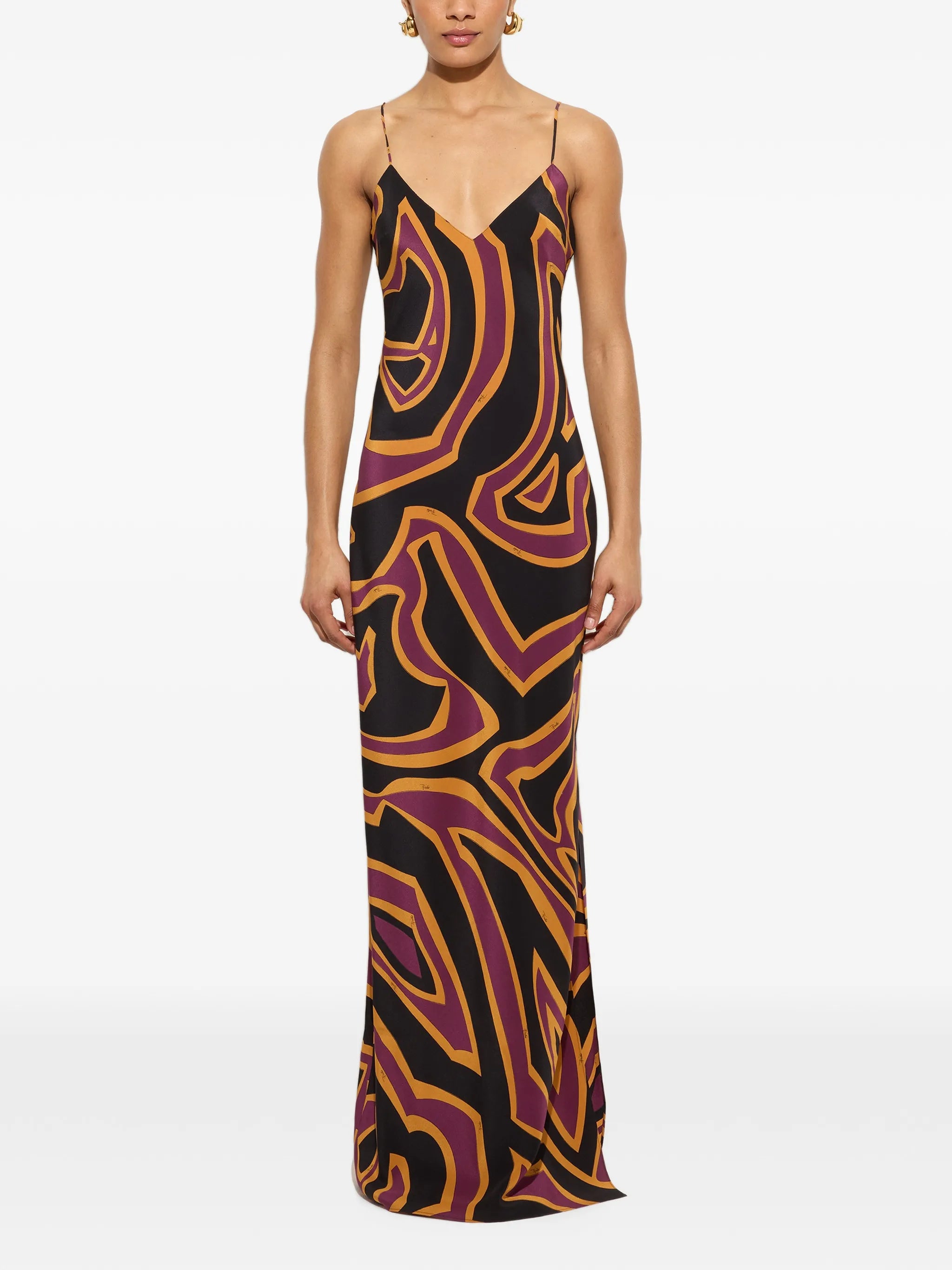 Labirinto-print crêpe de chine maxi dress