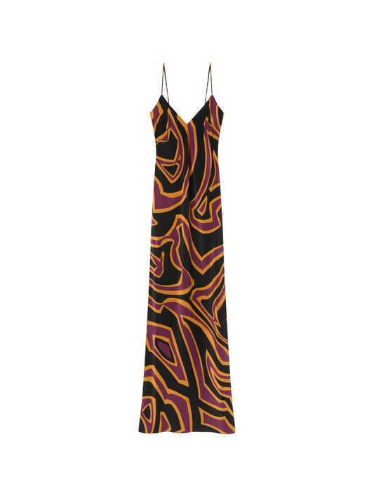 Labirinto-print crêpe de chine maxi dress