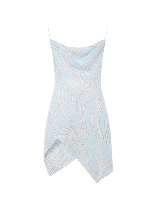 Labirinto print crêpe de chine dress