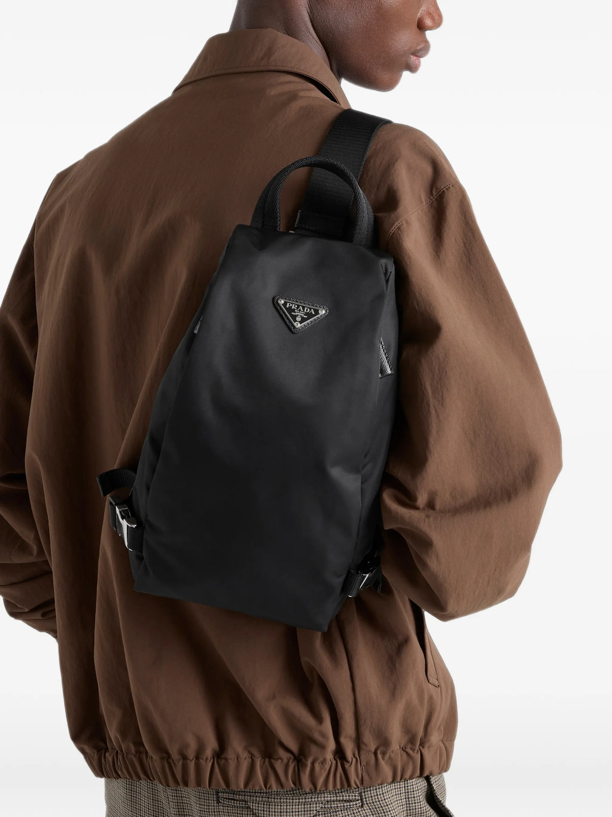 Re-Nylon and Saffiano leather backpack