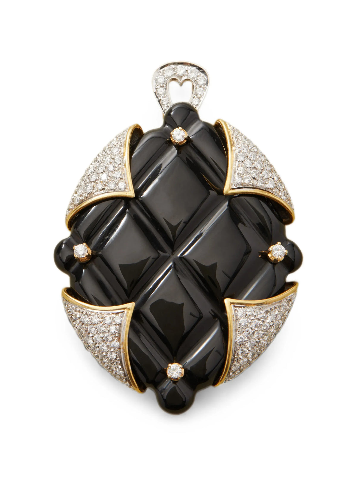 onyx and diamond pendant brooch