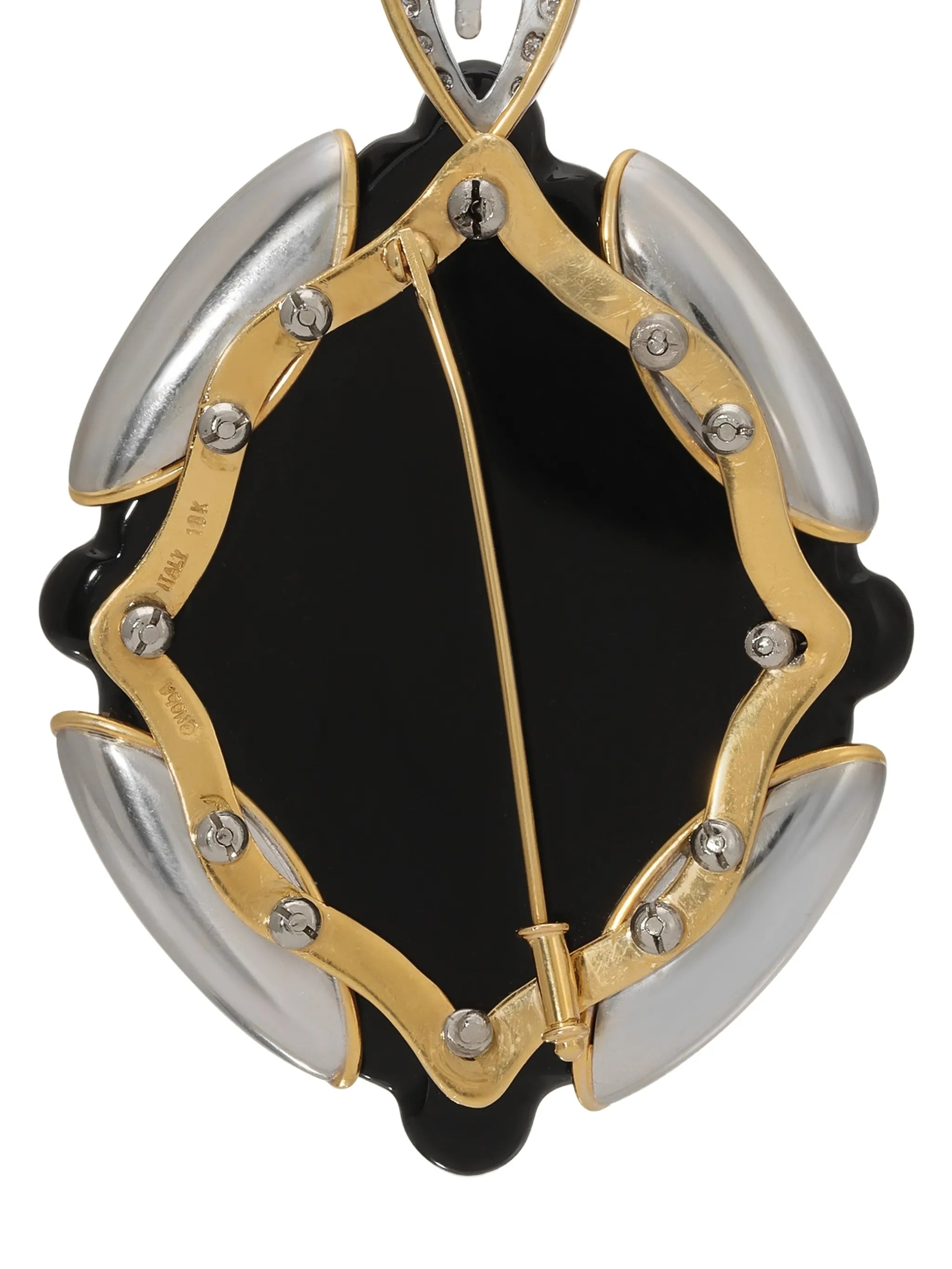 onyx and diamond pendant brooch