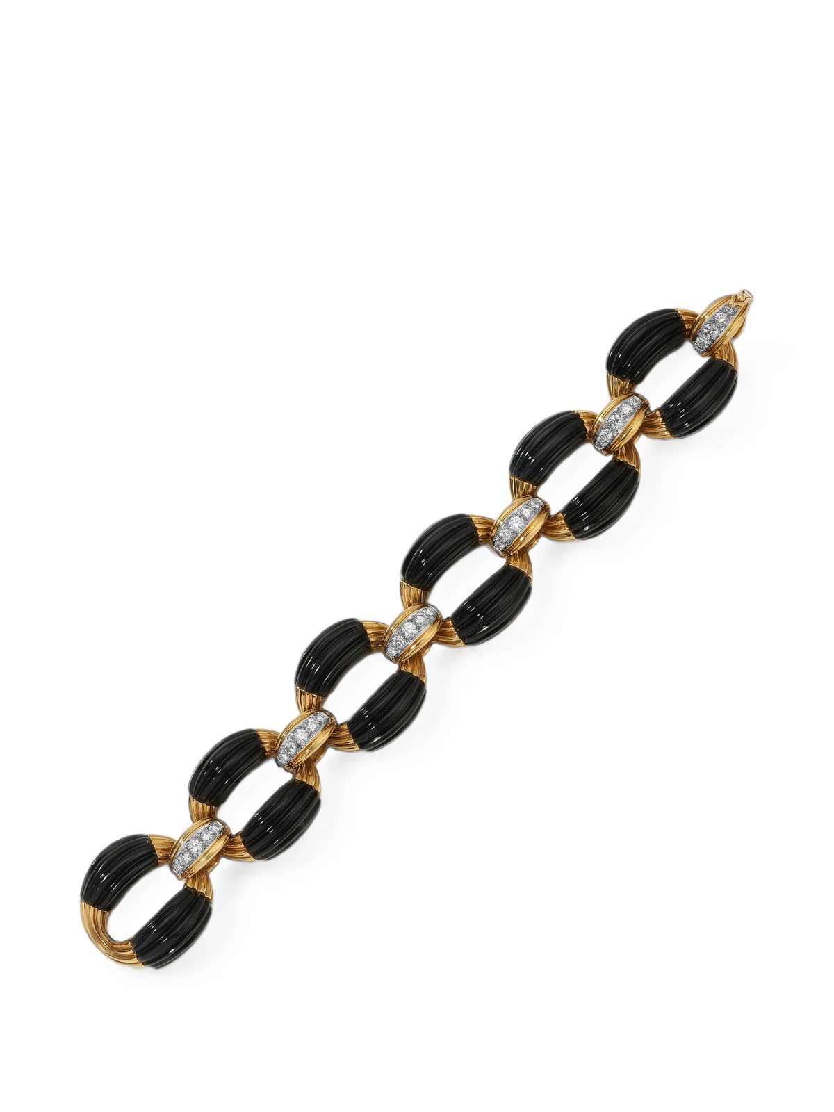 onyx and diamond link bracelet