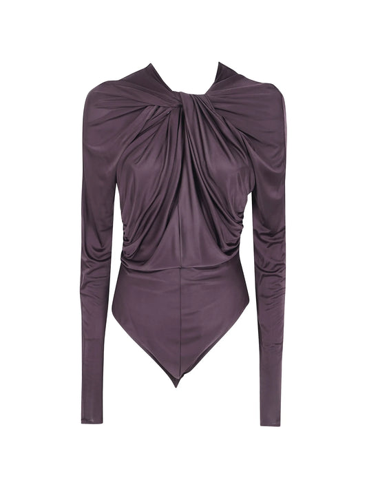twist-detail long-sleeve bodysuit