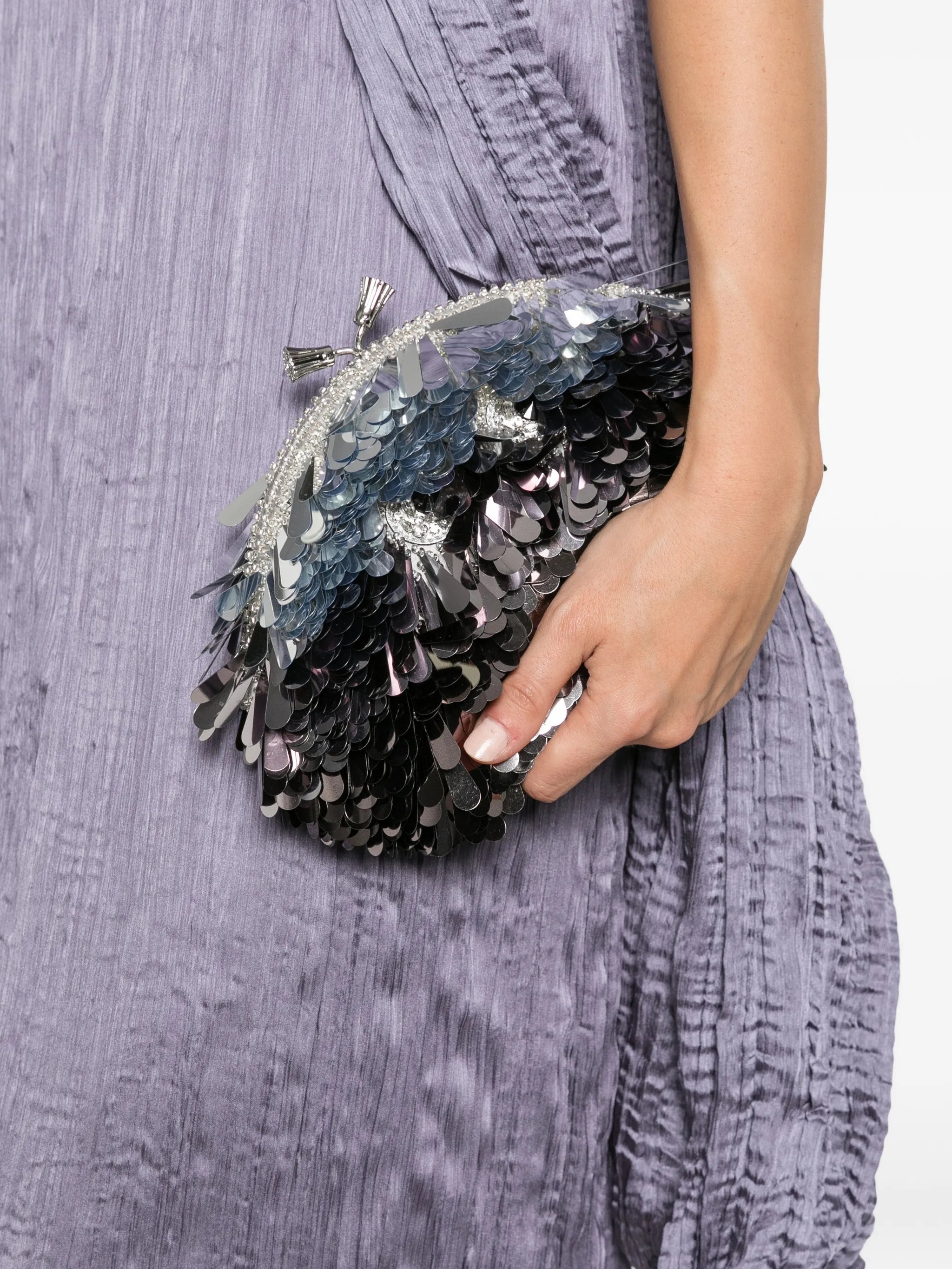 sequin-embellished tassel clutch bag