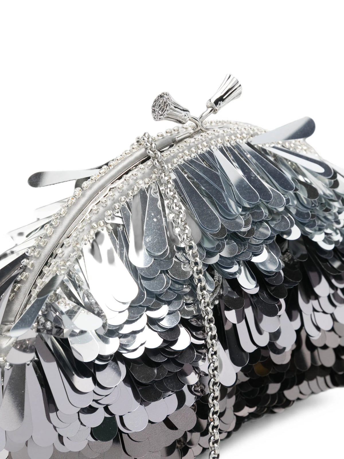 sequin-embellished tassel clutch bag