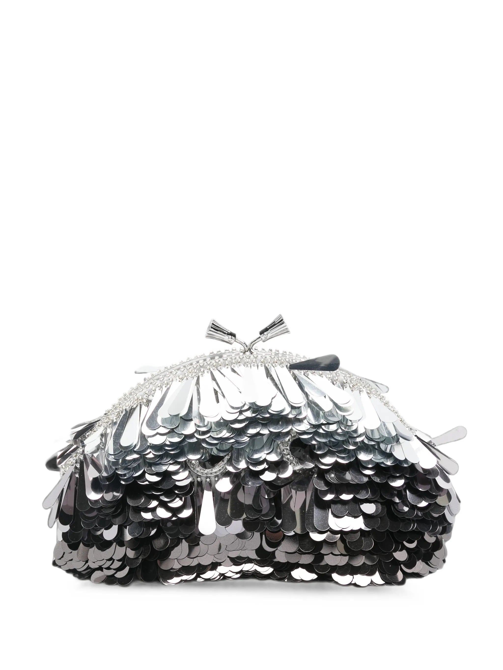 sequin-embellished tassel clutch bag