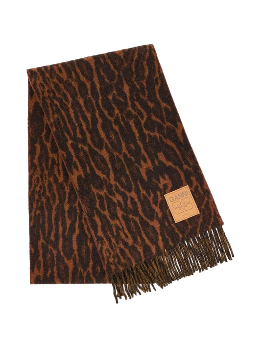 leopard-print wool scarf