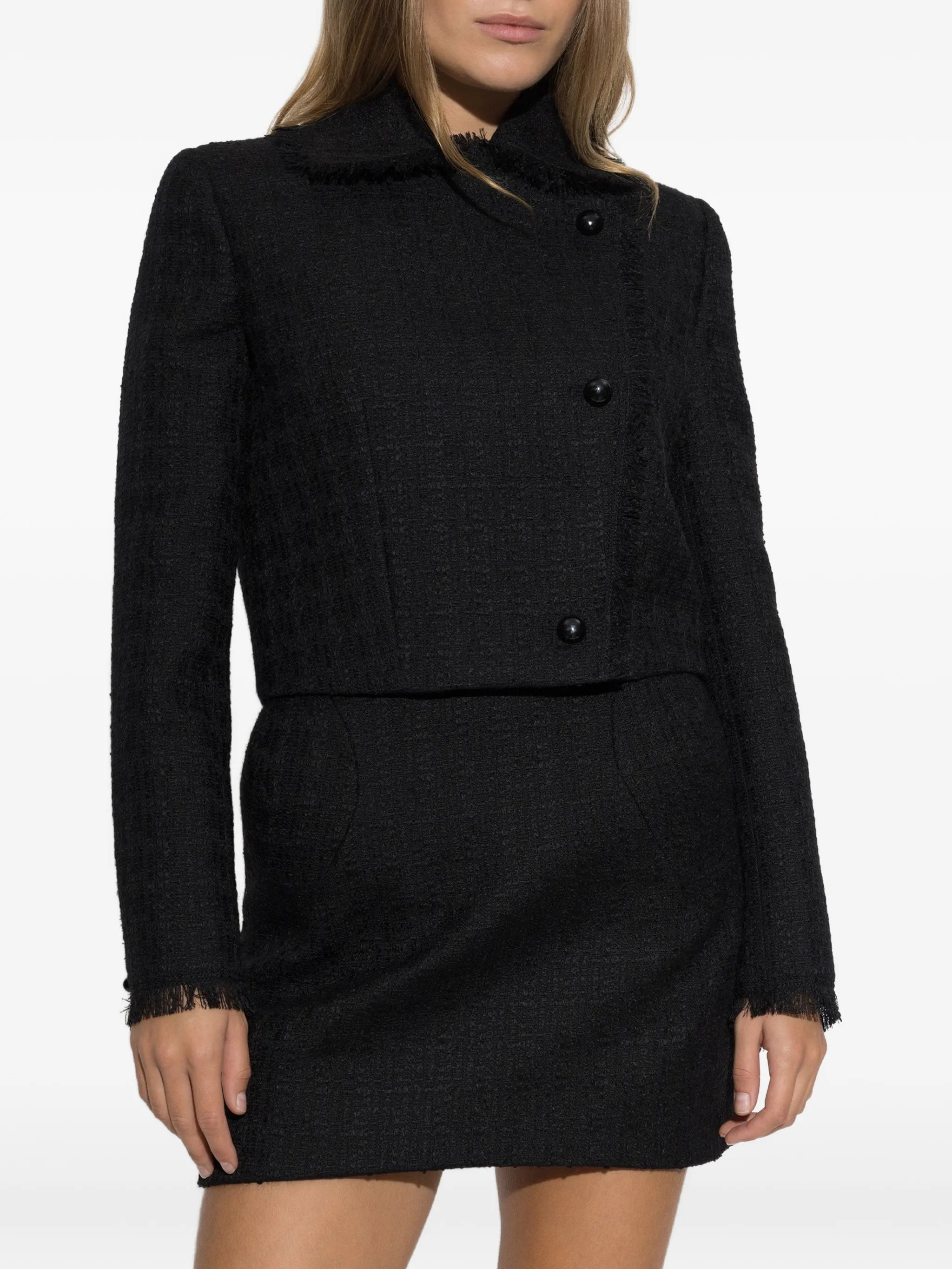 asymmetrical tweed jacket