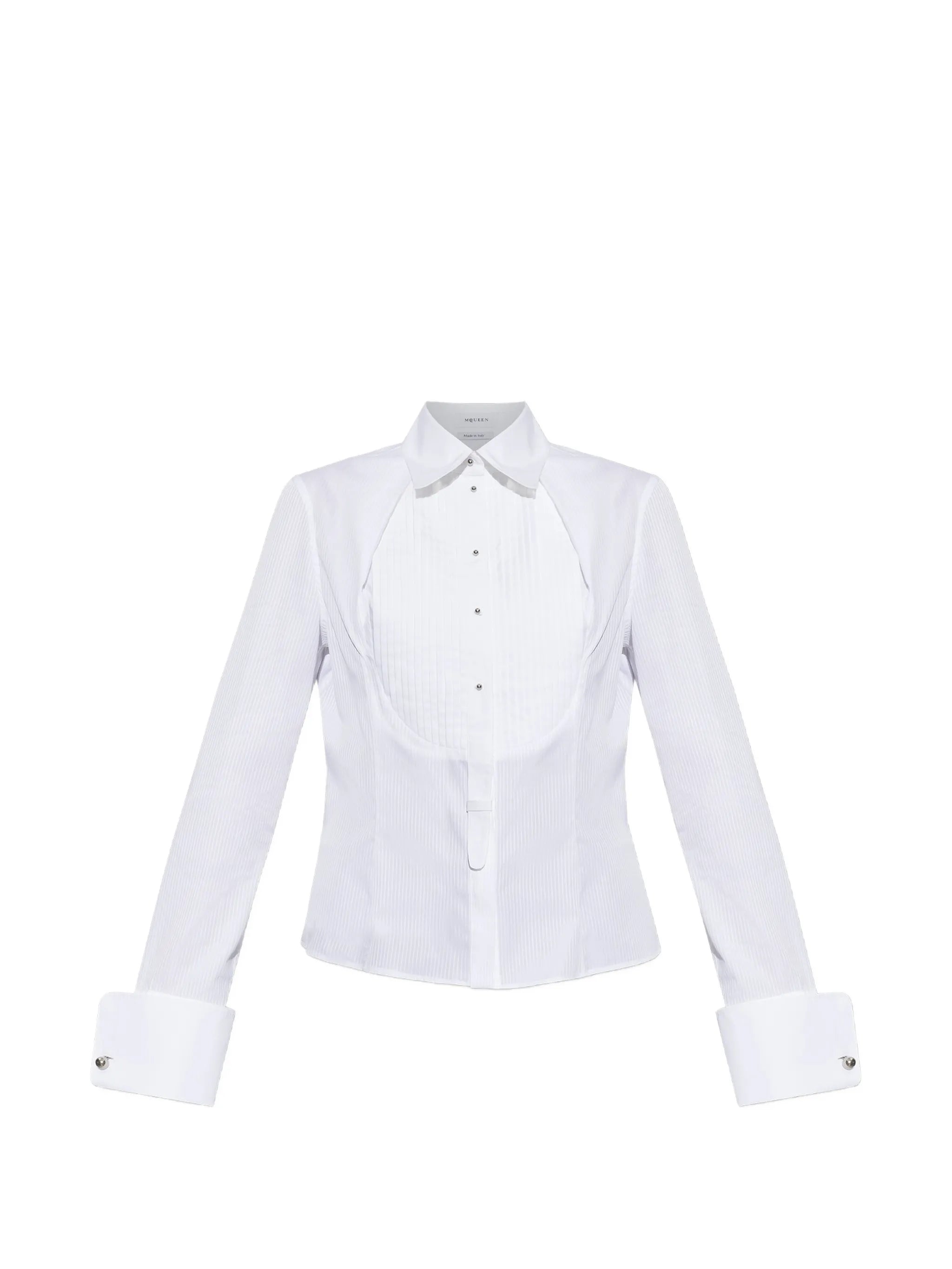 striped bib-front shirt