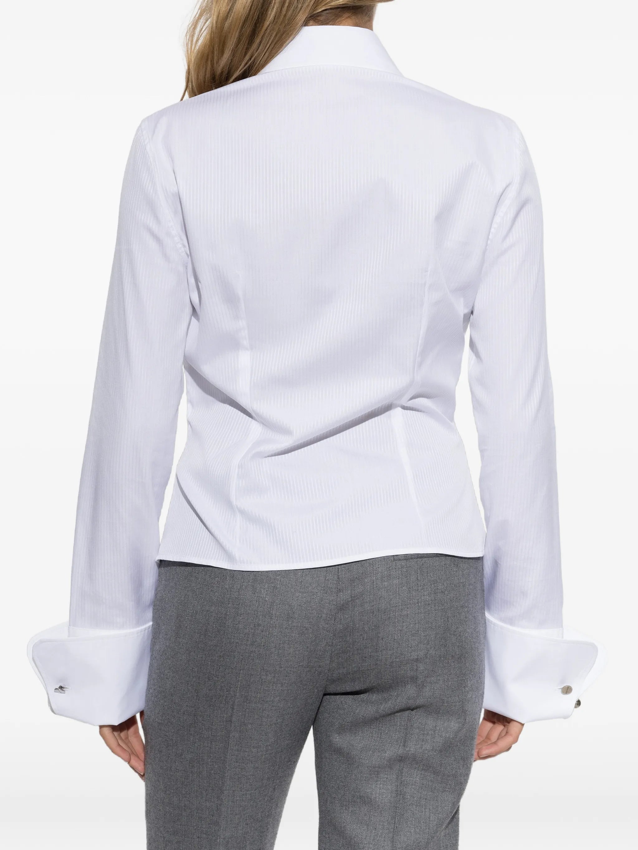 striped bib-front shirt