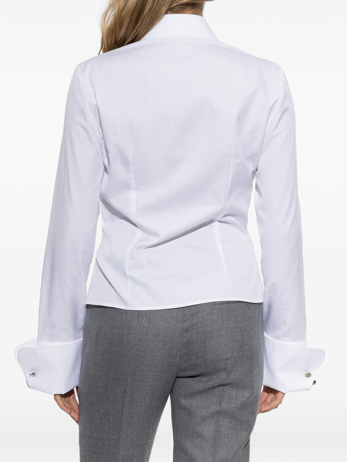 striped bib-front shirt