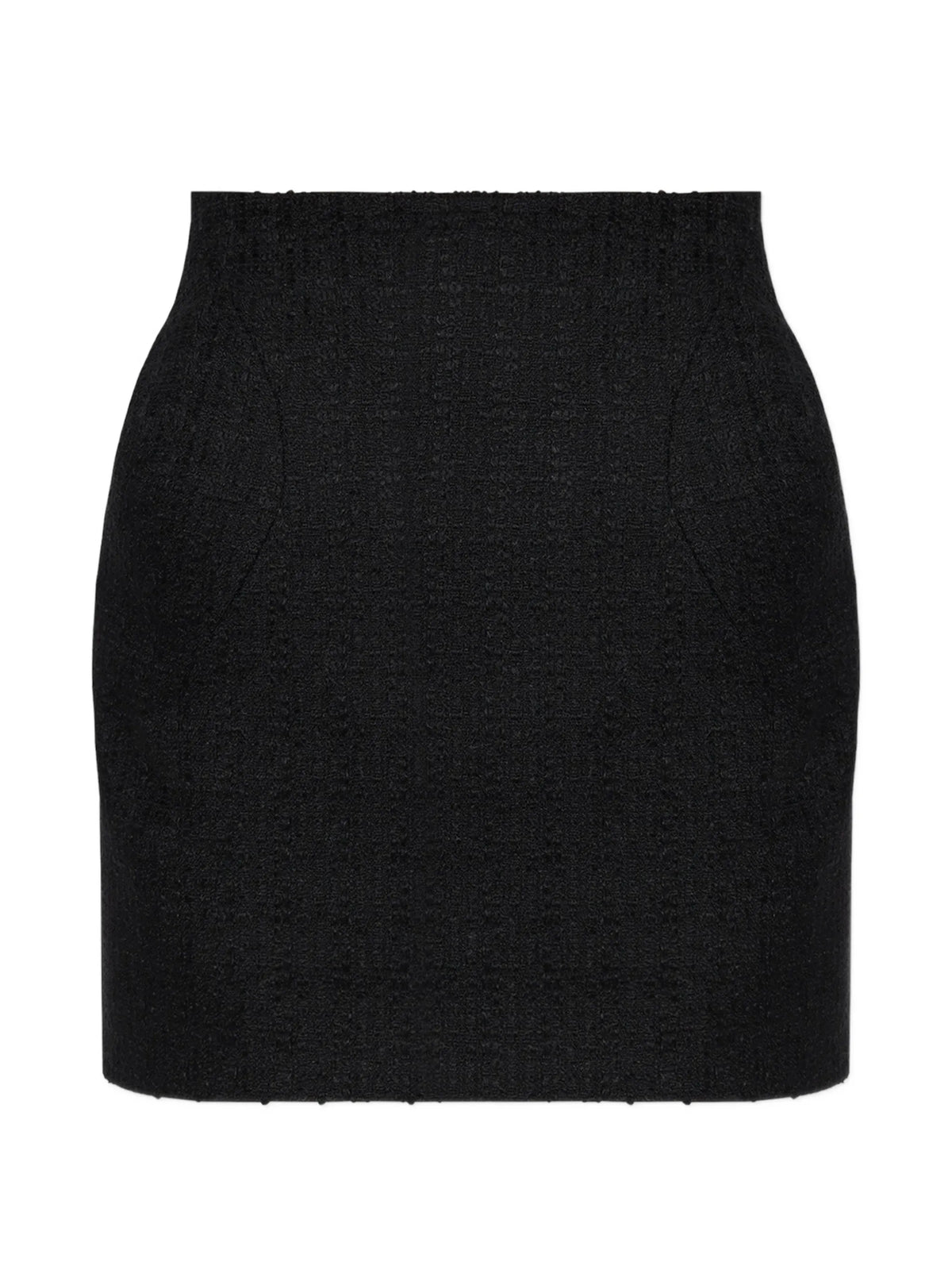 padded-hip tweed mini skirt
