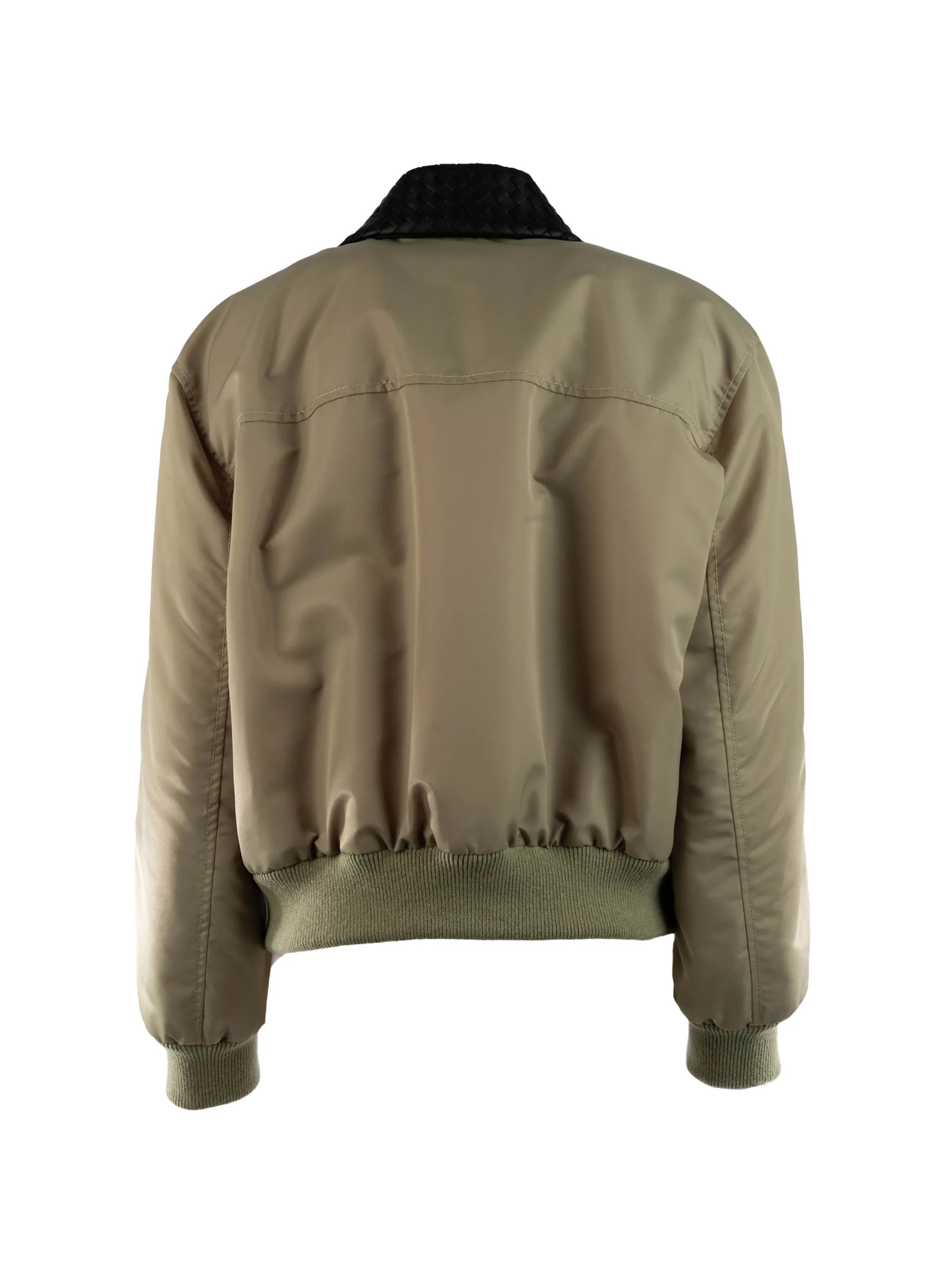 Intrecciato-collar bomber jacket