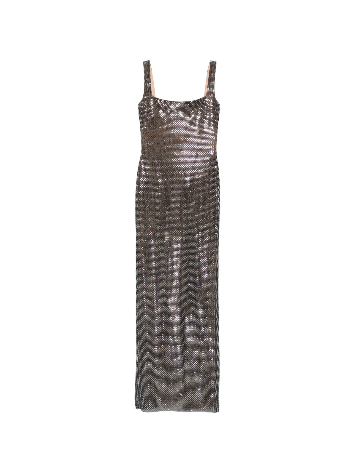 square-neck rhinestone-embellished maxi dress