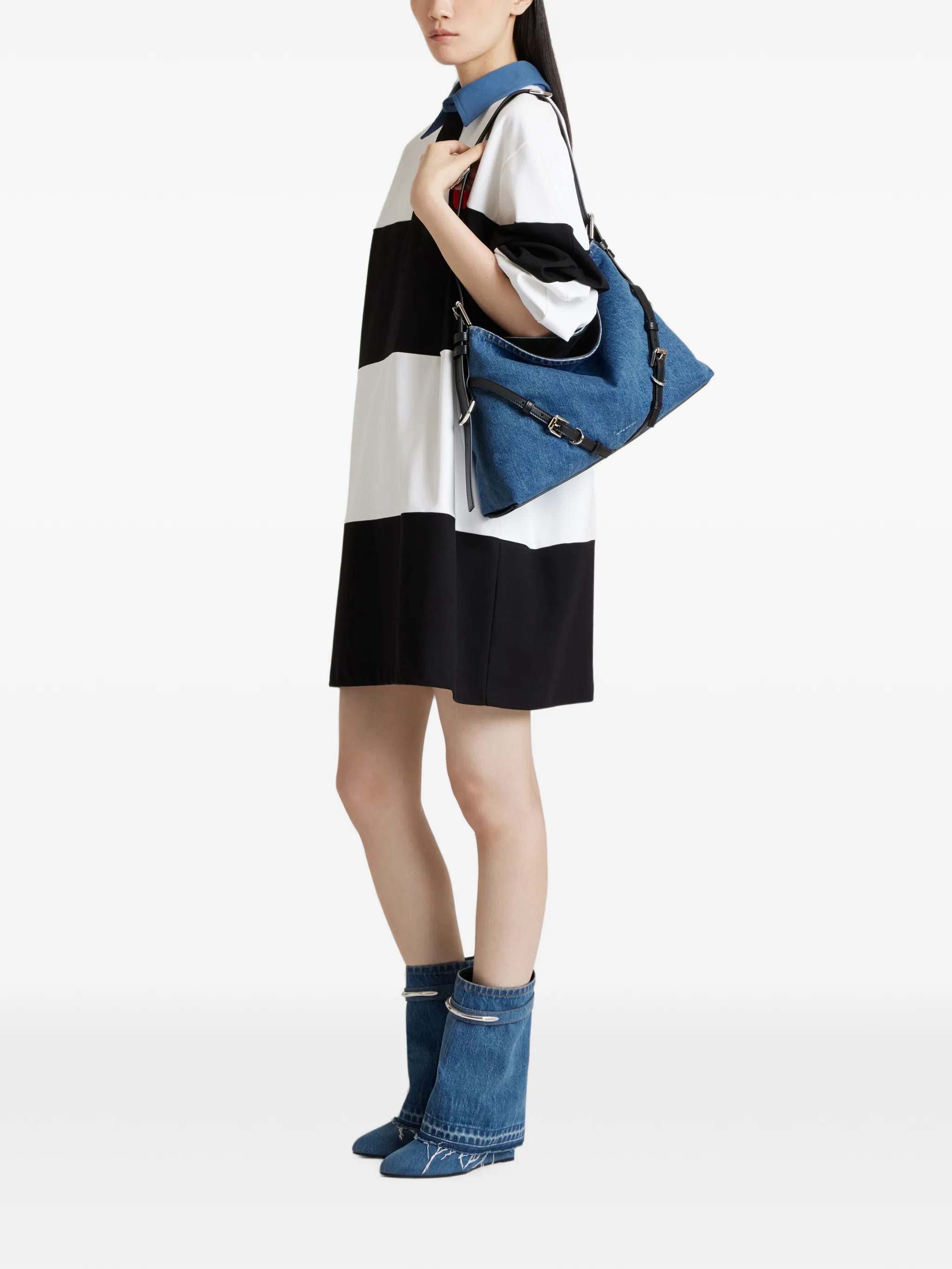 Voyou medium denim shoulder bag