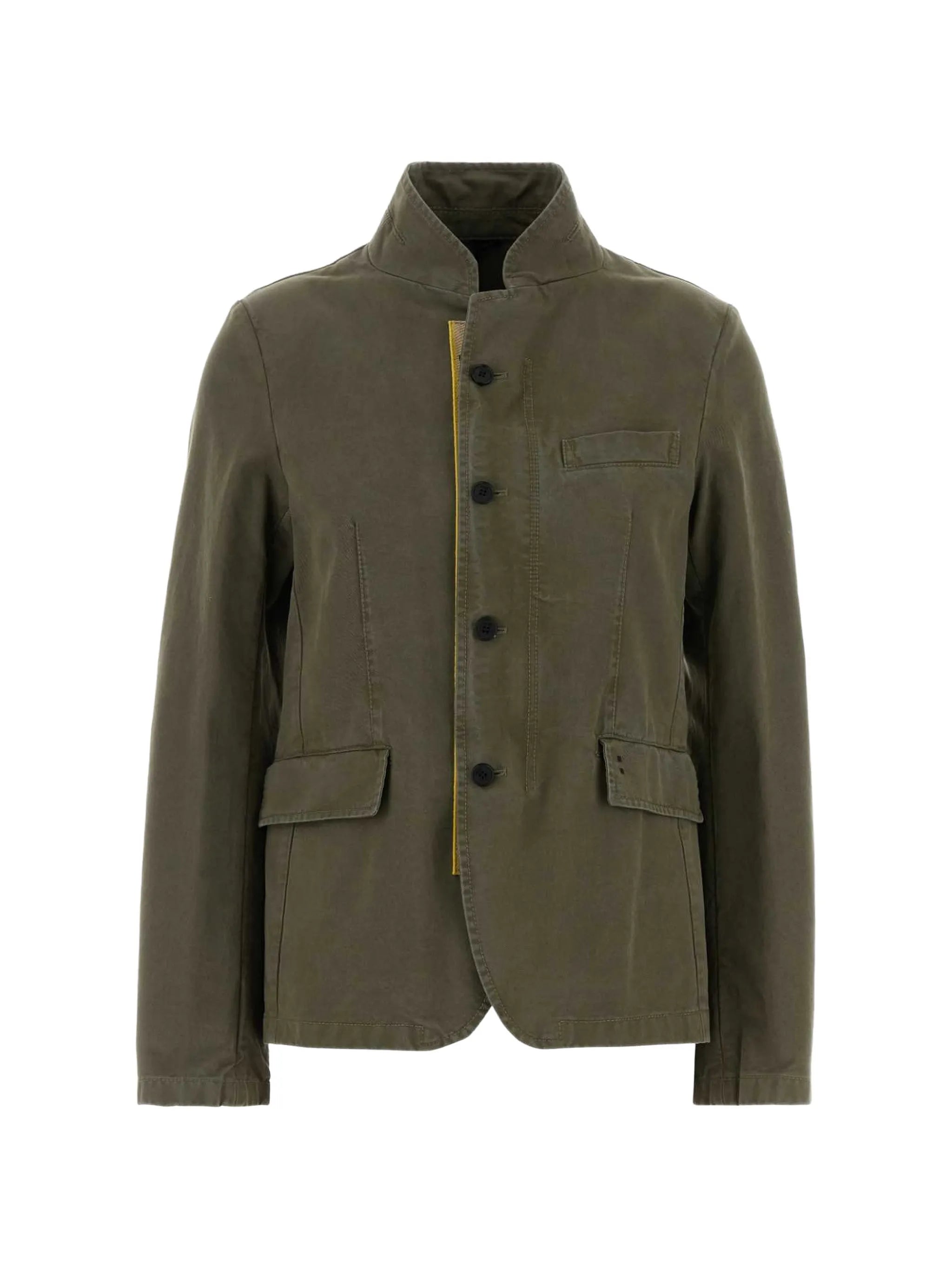 logo-print drill jacket