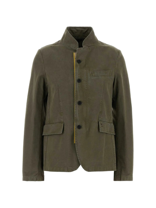 logo-print drill jacket