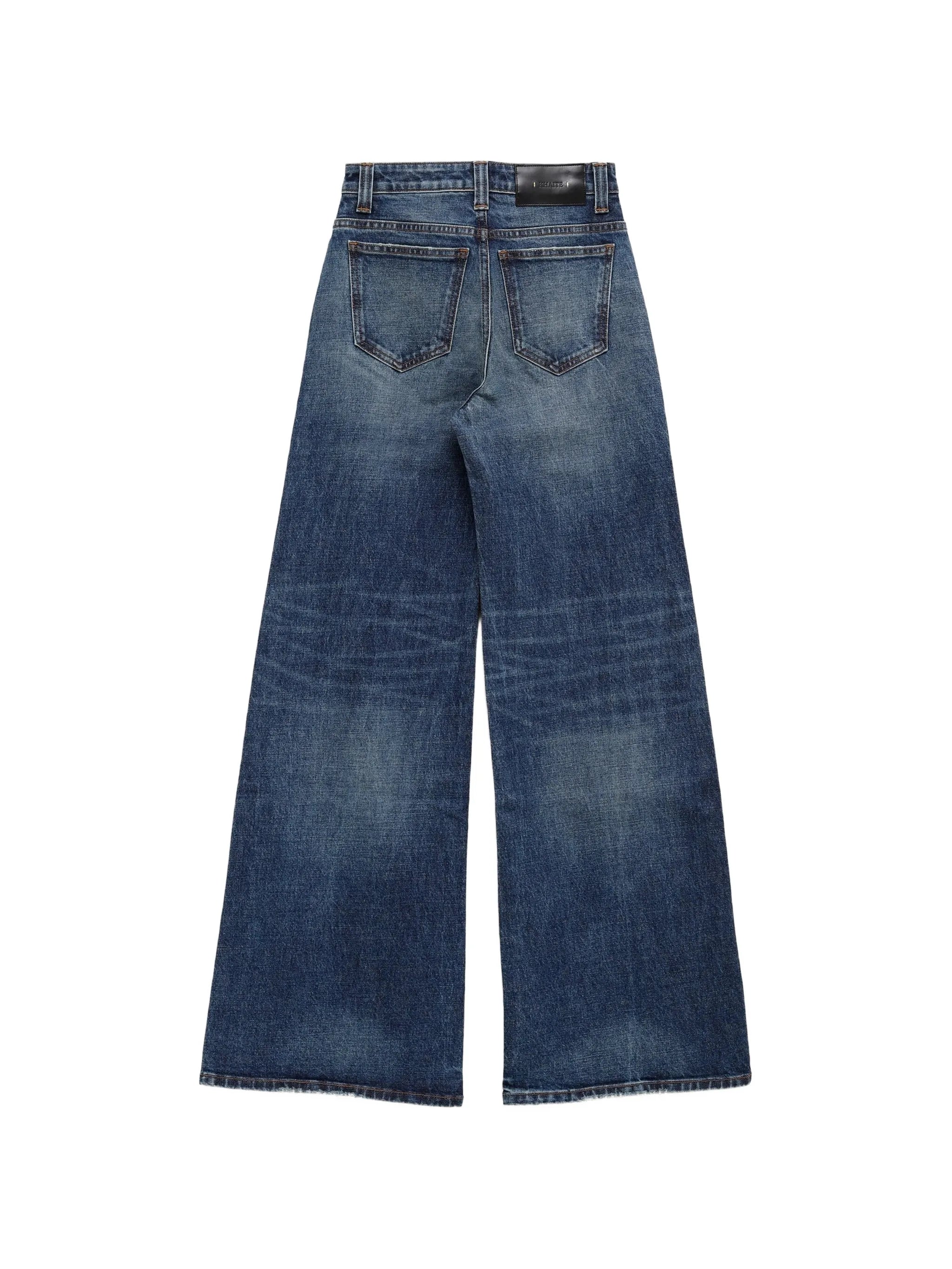 wide-leg whiskered jeans