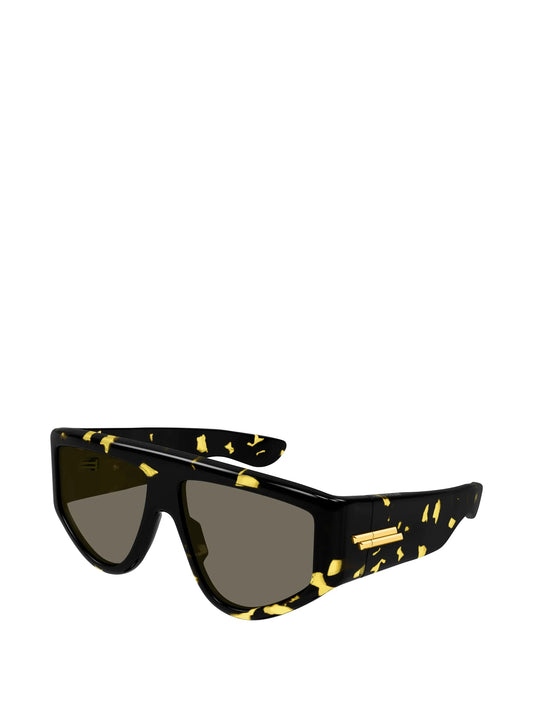Shield tortoiseshell-effect geometric-frame sunglasses