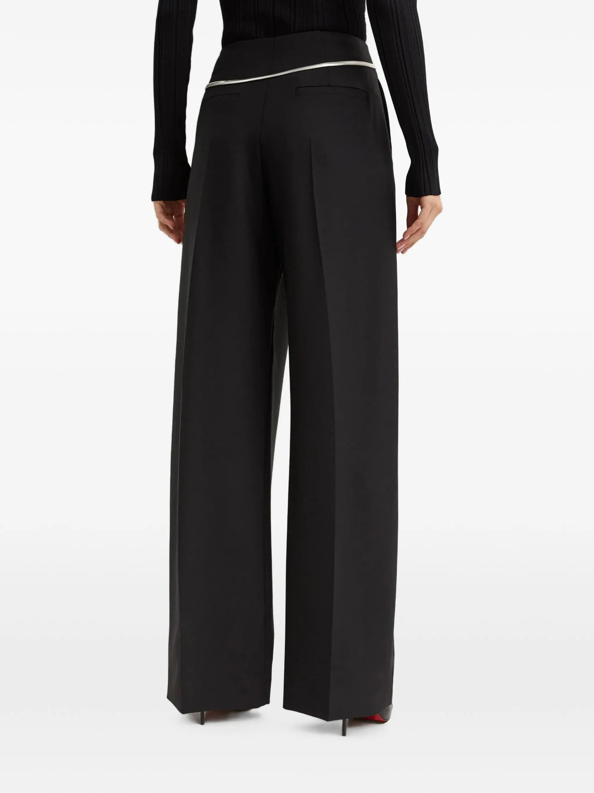 pleated detachable-strap trousers