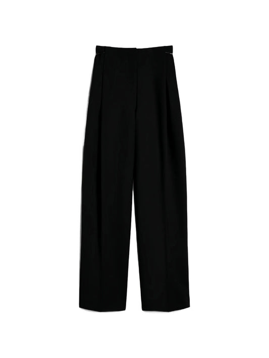 pleated detachable-strap trousers