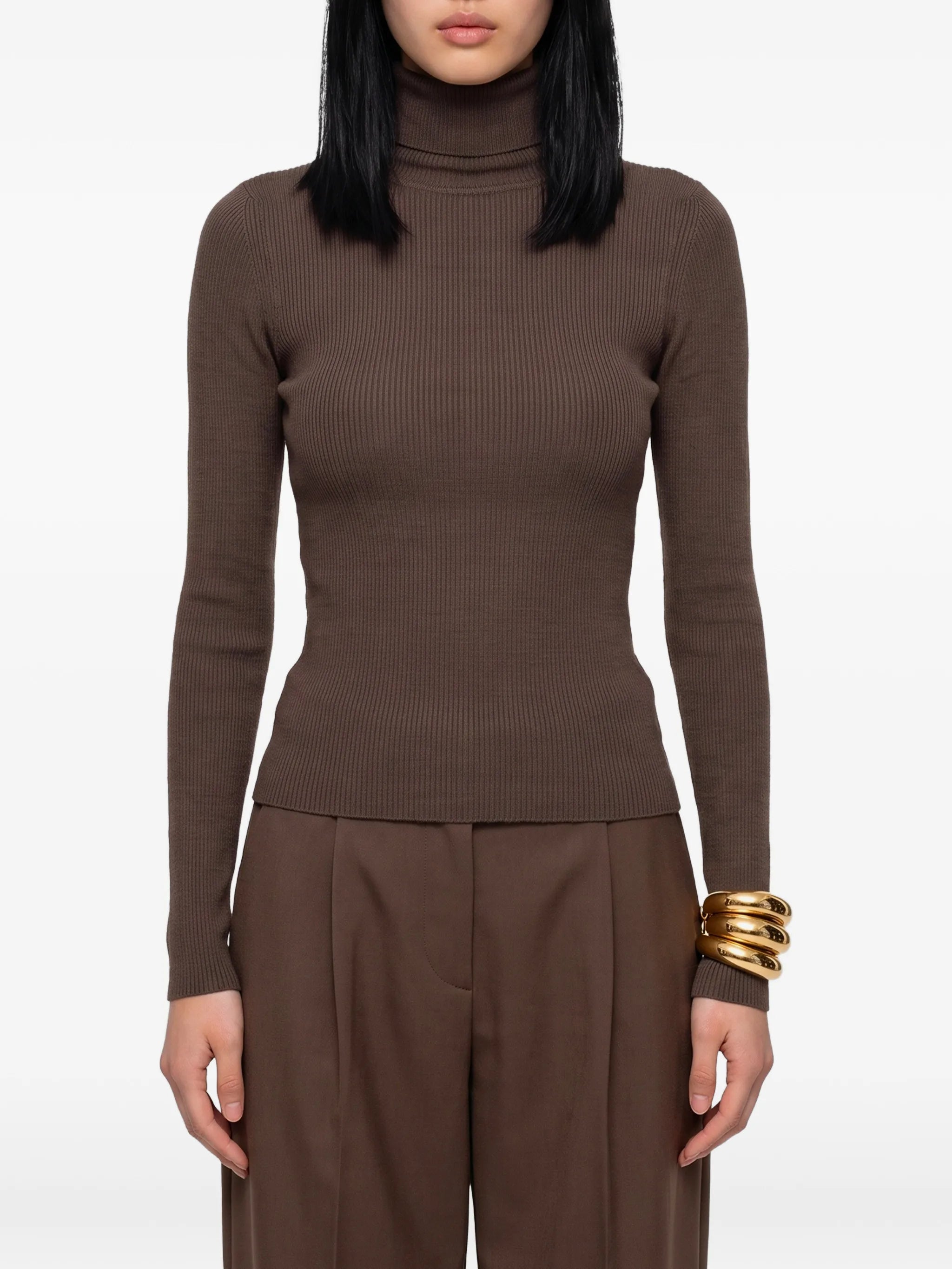 ribbed-knit turtleneck sweater