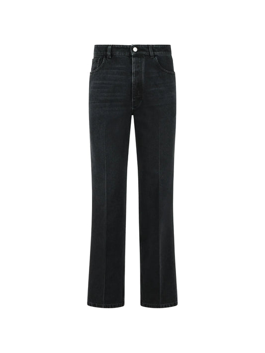 logo-patch wide-leg jeans