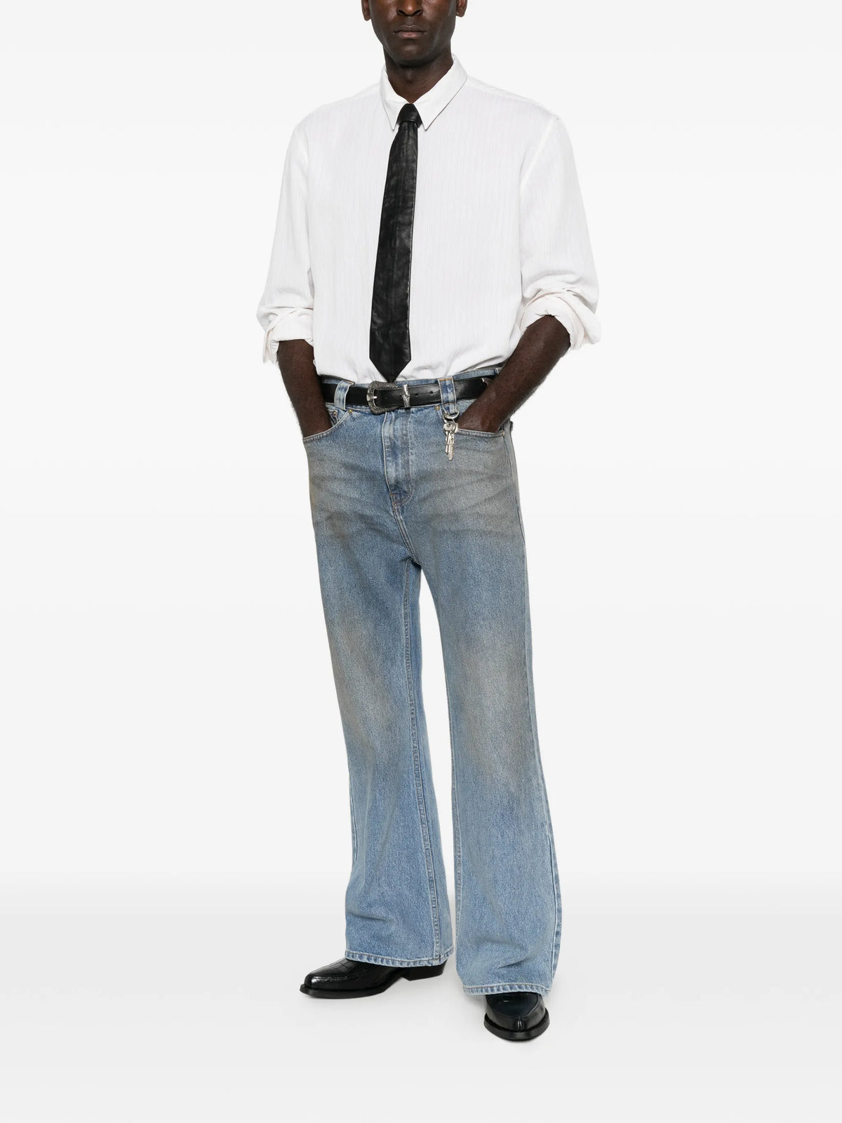 faded wide-leg jeans