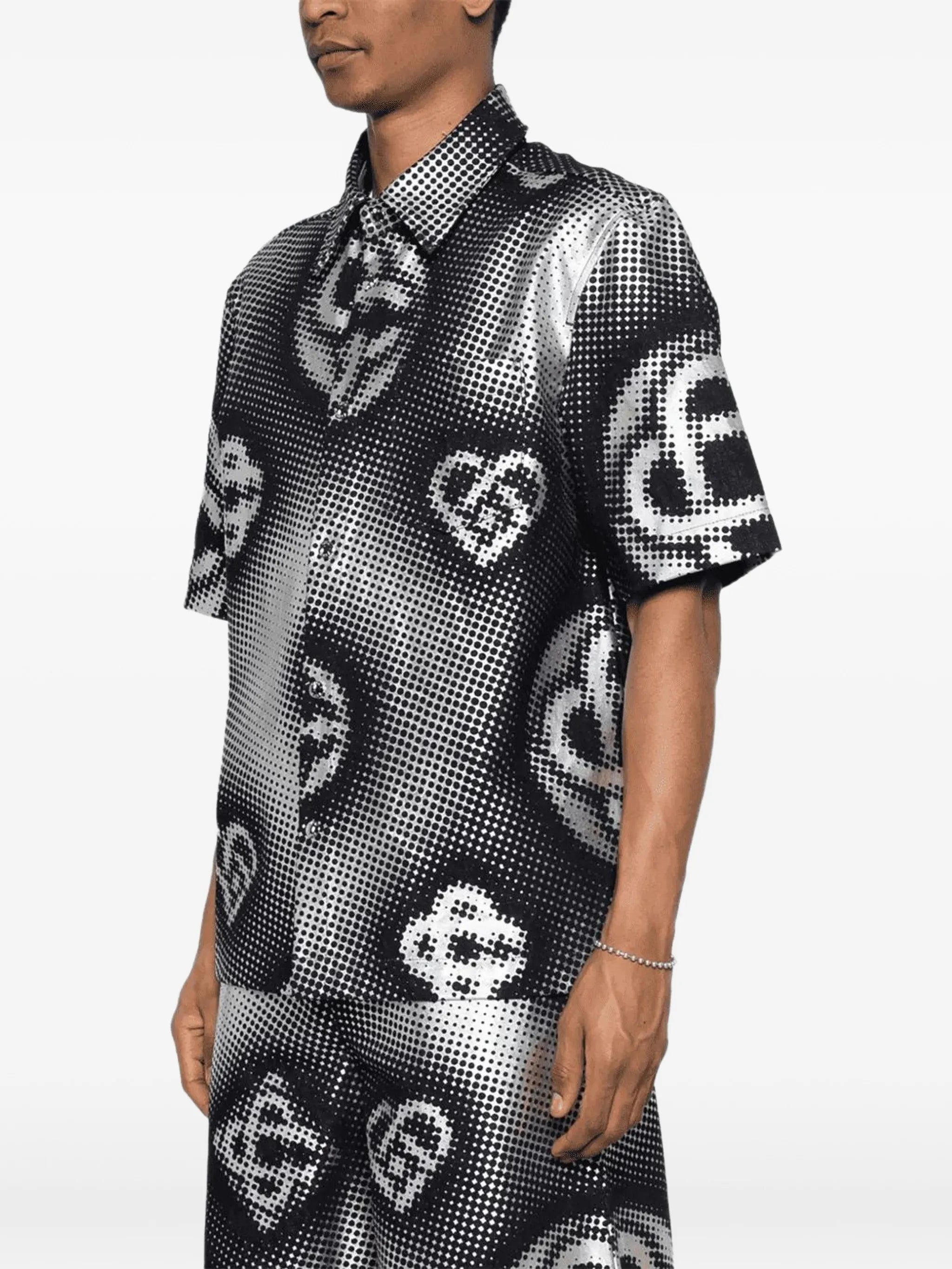 pearlescent monogram-print shirt