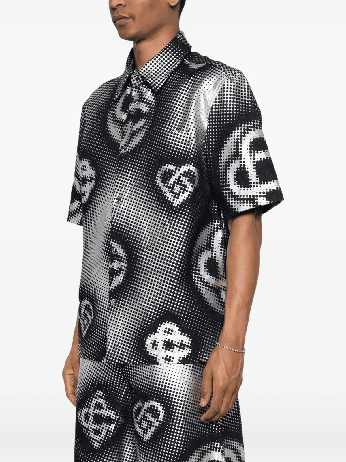 pearlescent monogram-print shirt