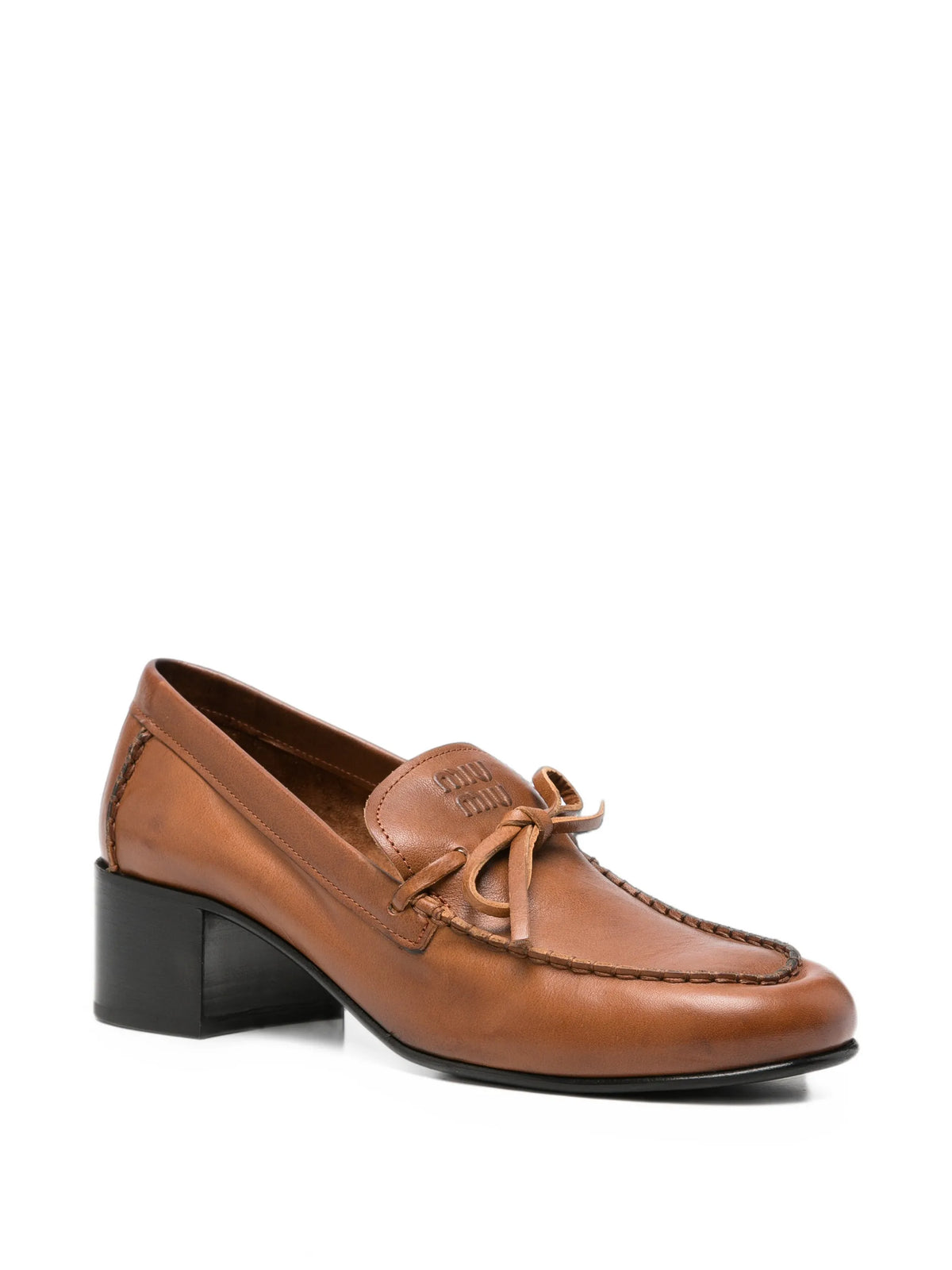 bow-detail leather loafers