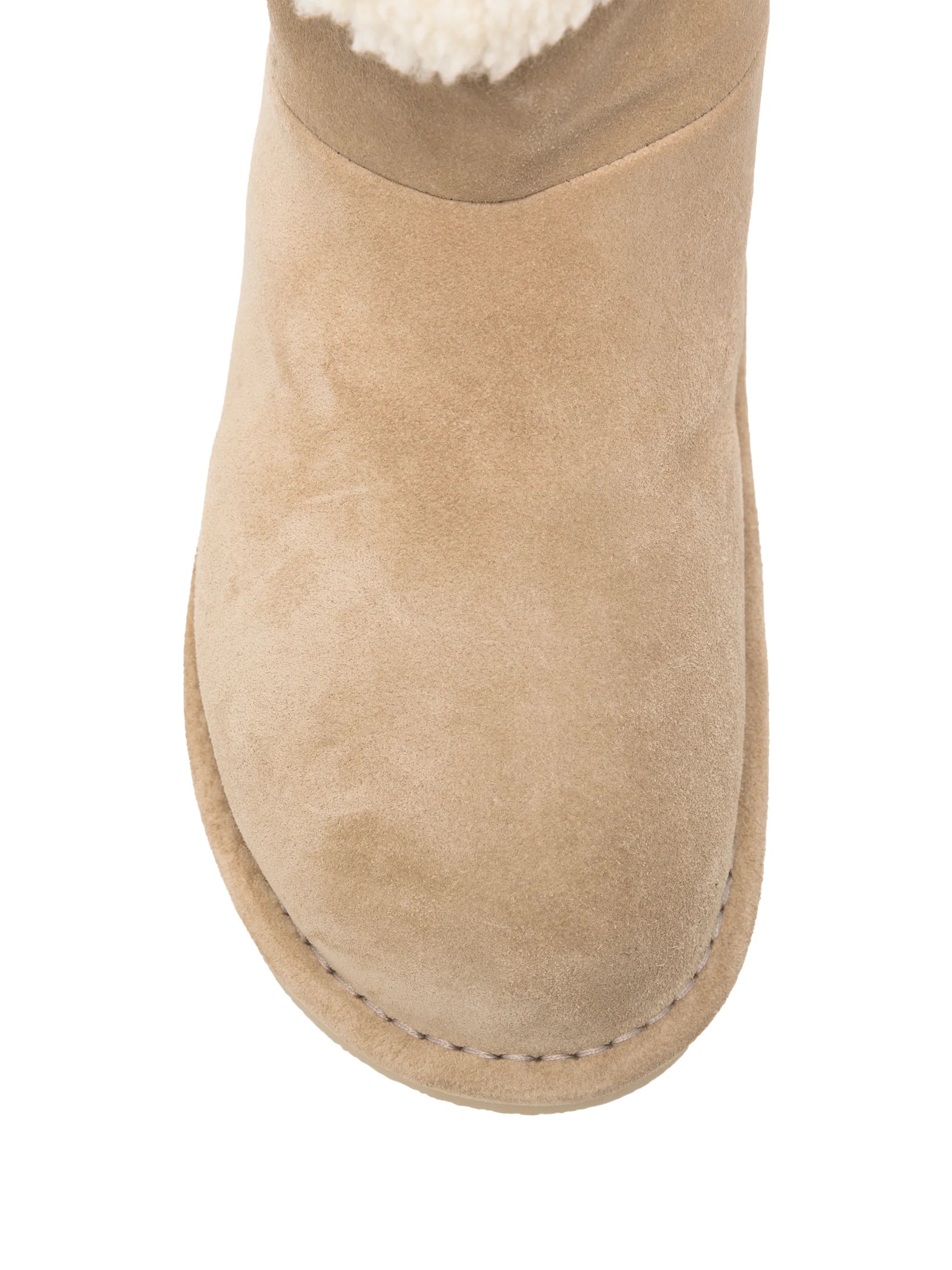 shearling-trim suede ankle boots